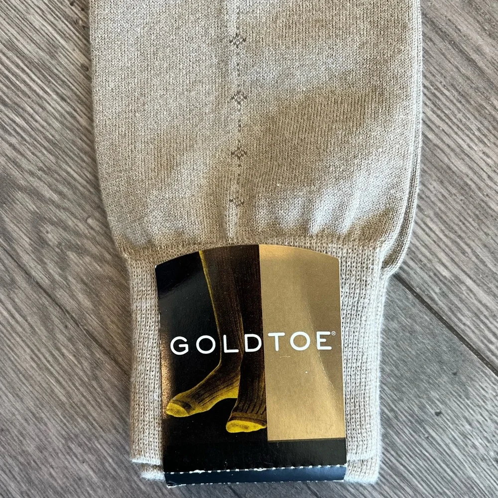 Vintage Goldtoe Men’s Khaki Diamond Print Dress Sock NWT